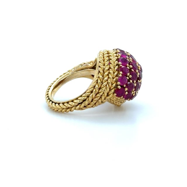 Gazdar, 1960's 18k Yellow Gold and Ruby Bombe Ring, Size 5.25 For Sale In Chicago - Image 6 of 6