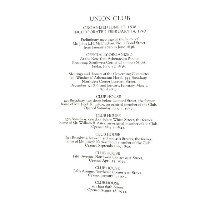 Traditional The Union Club of the City of New York 2020 Members' Annual For Sale - Image 3 of 9