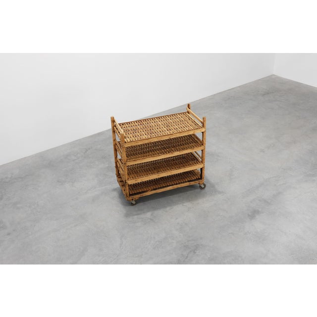 Large Antique French Rolling Shelf in Pine, 1890s For Sale - Image 6 of 13