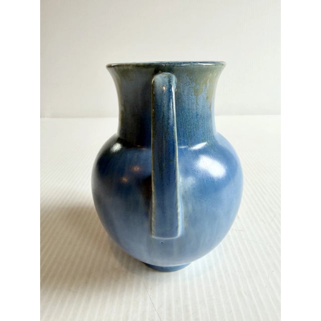 Roseville Pottery Vintage Roseville Pottery Tourmaline Double Handled Vase Blue & Green Glaze 6” For Sale - Image 4 of 9