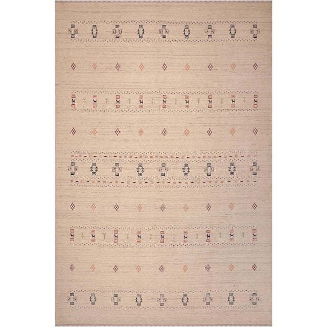 Modern Gabbeh Ivory Wool Rug- 8'3''x10'0'' For Sale - Image 9 of 10