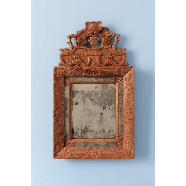 Early 18th Century French Regency Carved Wood Crested Mirror For Sale - Image 10 of 10