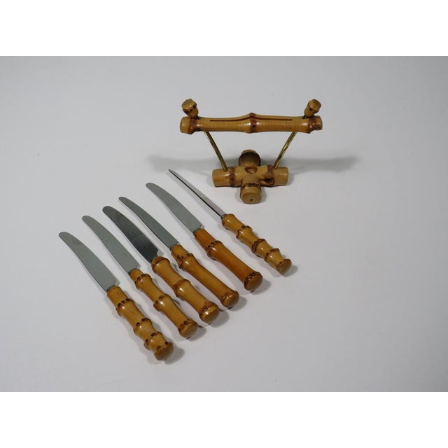 1950s Bamboo Fruit Cutlery in Holder, Solingen, Germany, 1950s For Sale - Image 5 of 8