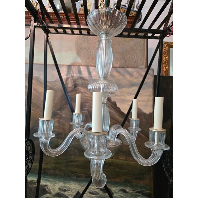 1950s Vintage Mid Century Modern Murano Style Venetian Chandelier For Sale - Image 5 of 12