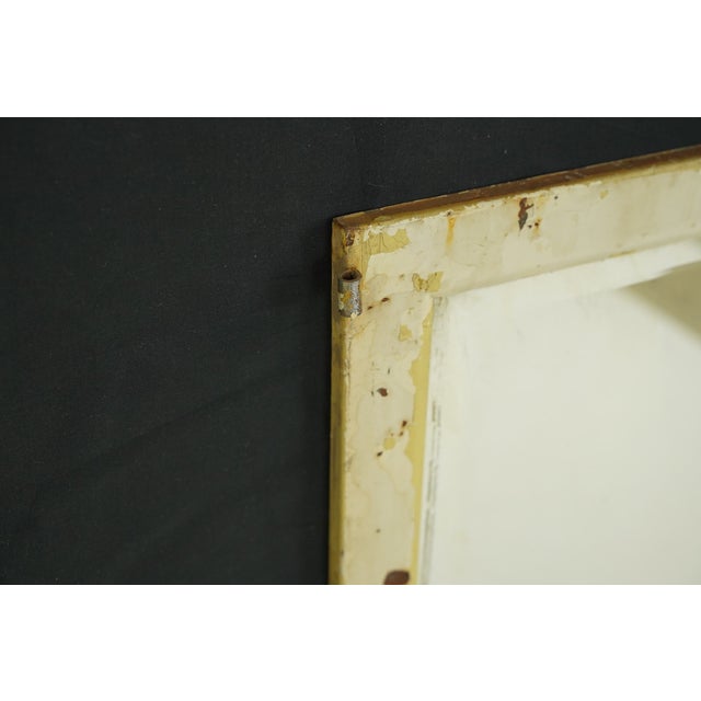 Mid 20th Century Reclaimed Tan Steel Medicine Cabinet Door Beveled Wall Mirror For Sale - Image 4 of 8