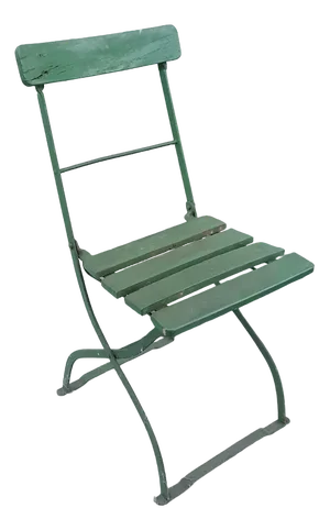 Antique German Collapsible Beer Garden Chair with Green-Painted Iron Frame, 1920s