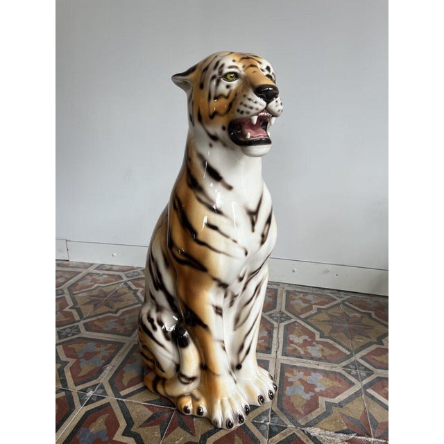 Italian Artist, Large Tiger Statue, Ceramic For Sale - Image 9 of 14