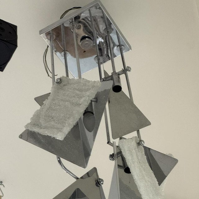 Modernist Geometric 6-Light Chandelier attributed to Angelo Brotto for Esperia, 1970s For Sale - Image 9 of 10