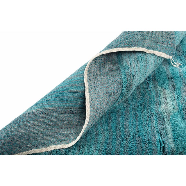 Abstract Horizon Hand-Knotted Moroccan Wool Rug | 9'11" X 6'6" | One of a Kind For Sale - Image 6 of 11