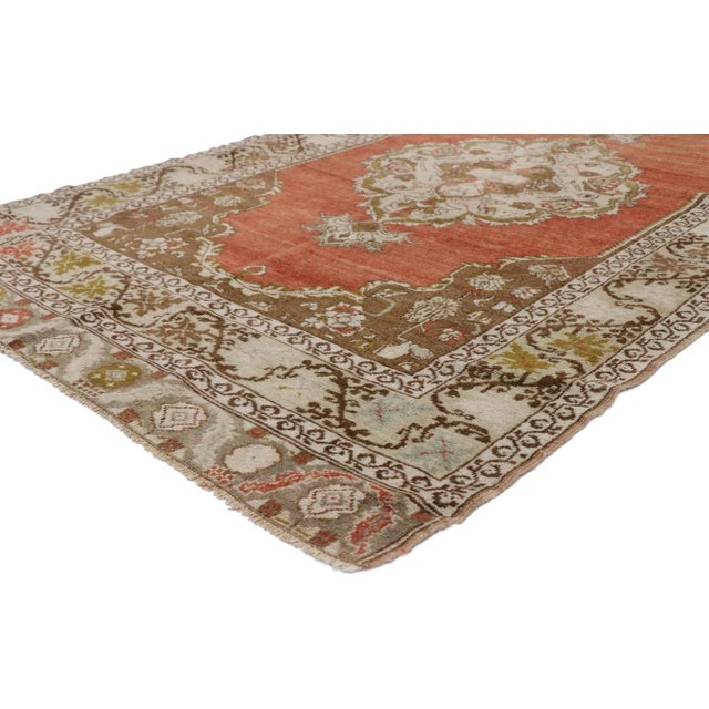 Vintage Turkish Oushak Runner with Manor House Tudor Style 03'06 x 12'08. Romantic Rusticity meets timeless Tudor style in...
