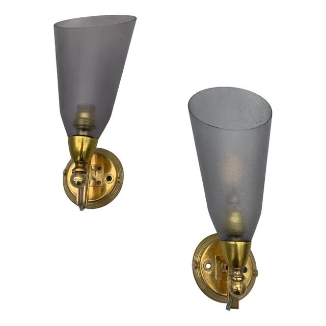 Vintage Italian Glass Wall Lamps from Seguso Vetri Darte, 1950, Set of 2 For Sale