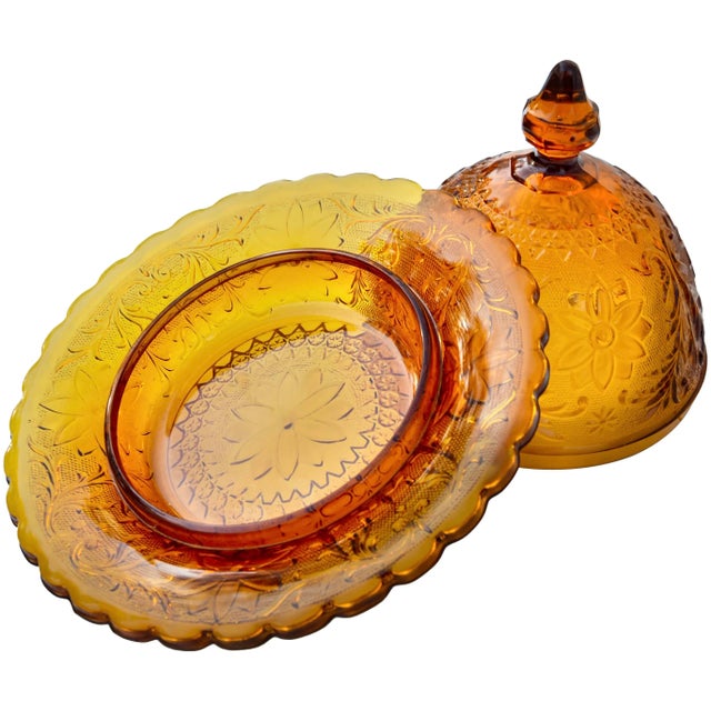 Mid 20th Century Textured Floral-Patterned Glass Lidded Bowl For Sale - Image 4 of 6