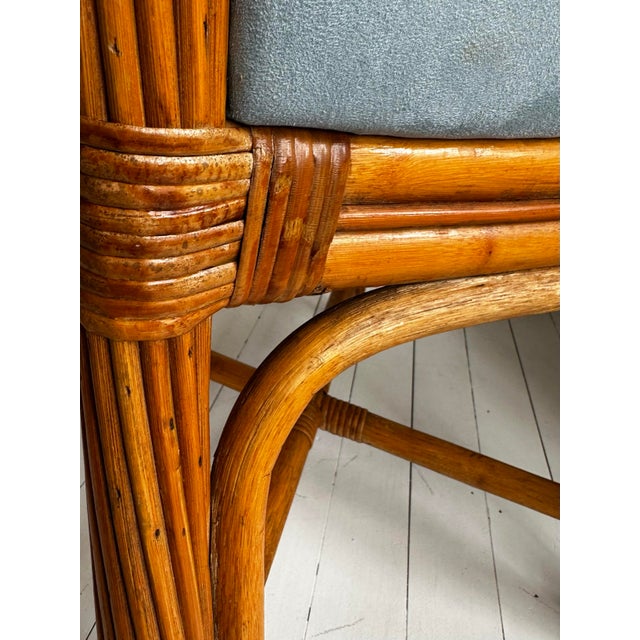 Wood Vintage Pencil Reed Rattan Dining Chairs Newly Upholstered in Designtex Blossom Fabric- Set of 2 For Sale - Image 7 of 12