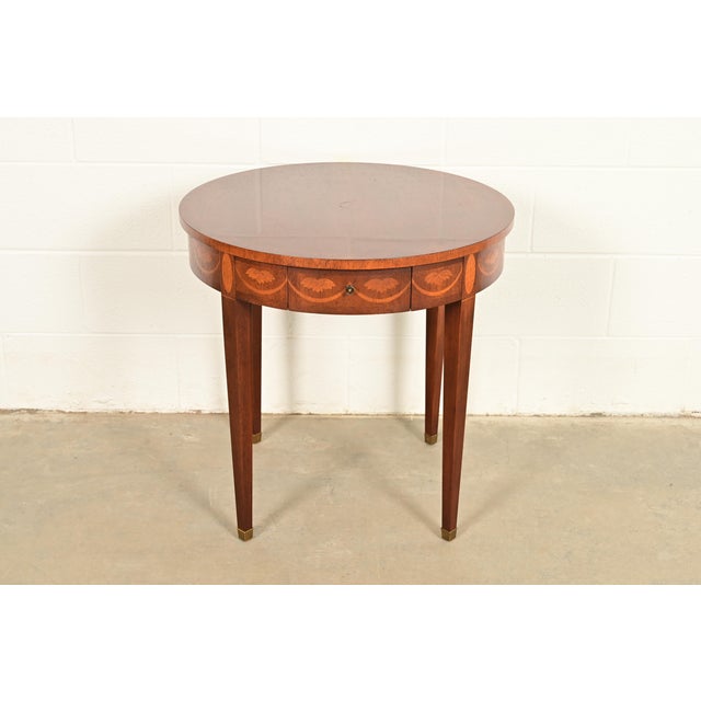 Baker Furniture Company Baker Furniture Federal Inlaid Mahogany Tea Table or Occasional Side Table For Sale - Image 4 of 14