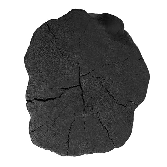 Contemporary Vintage Organic Modern Black Lychee Stump Stool / Side Table For Sale - Image 3 of 9