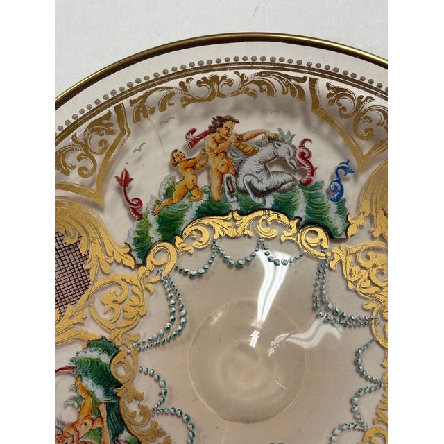 Traditional Antique Hand Blown Murano Glass Enameled Dishes - Set of 7 For Sale - Image 3 of 6