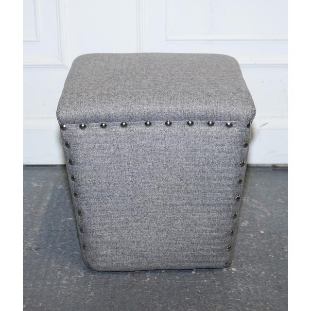 Grey Fabric Studded Footstools, Set of 2 For Sale - Image 6 of 9