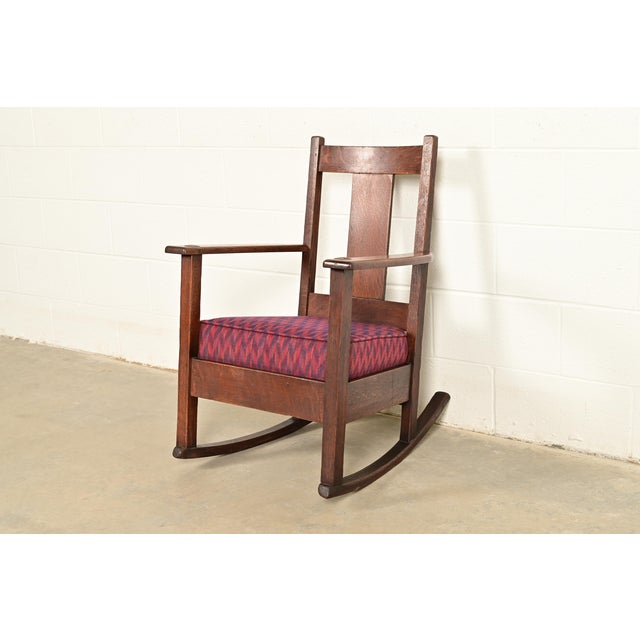 Limbert Antique Mission Oak Arts & Crafts Rocking Chair, Circa 1910 For Sale - Image 12 of 12
