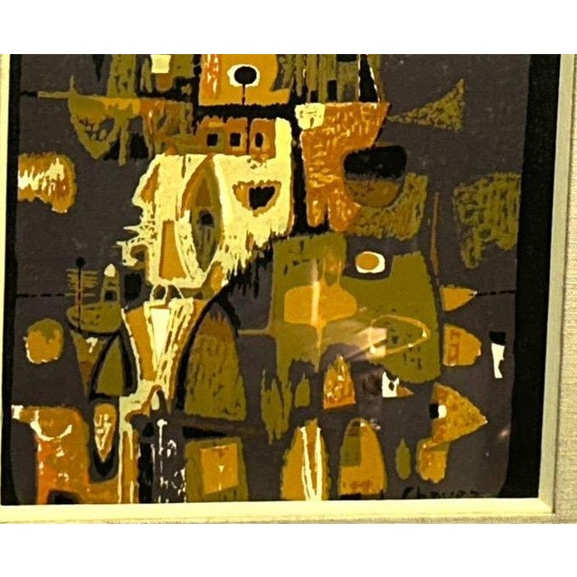 1950s Vintage 1956 Edward Chavez Mid-Century Abstract Lithograph — 'Gothic Towers' For Sale - Image 5 of 12