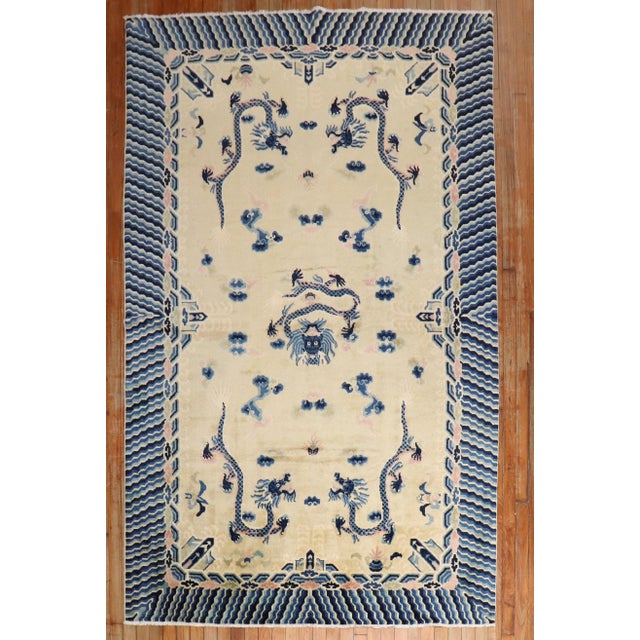 Textile Vintage Zabihi Collection Chinese Dragon Rug - 5'2" x 8'1" For Sale - Image 7 of 9