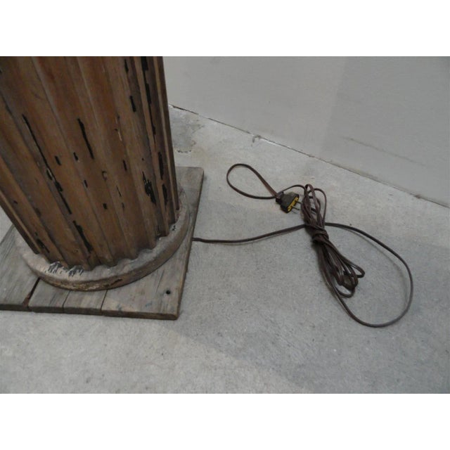 Wood One-of-a-Kind Architectural Floor Lamp Crafted From Antique Fluted Oak Column For Sale - Image 7 of 10