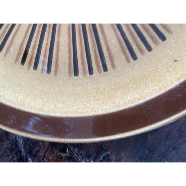 Mid-Century Modern 1970s MCM Stoneware Ekco Eterna Canoe Round 12” Platter For Sale - Image 3 of 5