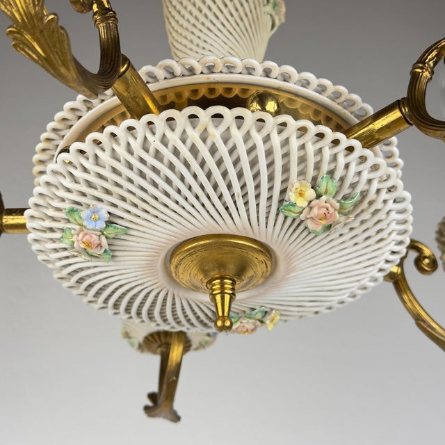 Vintage Art Nouveau Capodimonte Chandelier, 1930s For Sale - Image 17 of 18