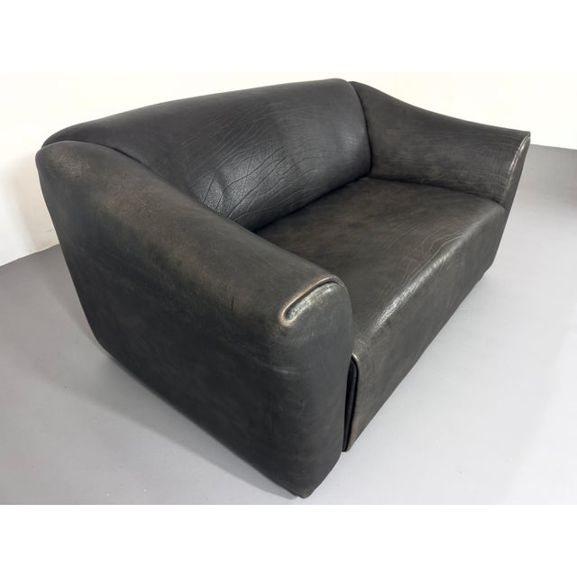 DS 47 Buffalo Leather Grey Sofa Two-Seater from De Sede, 1980s For Sale - Image 9 of 14