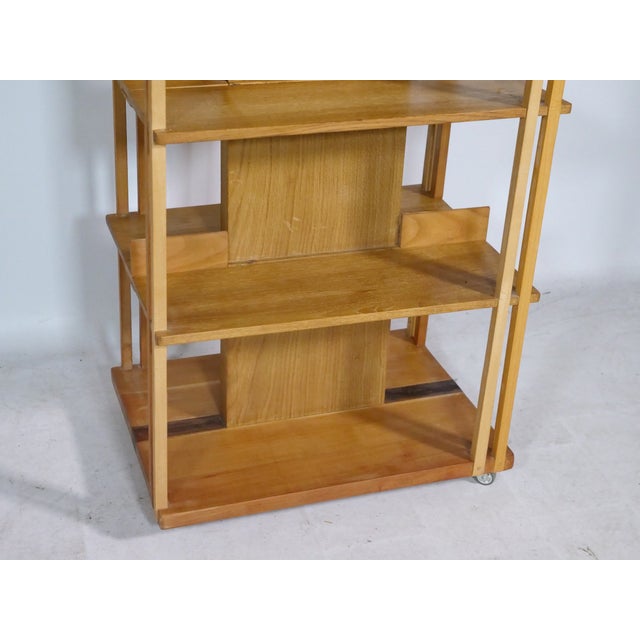Cherry Wood Rolling Shelf, 1970s For Sale - Image 10 of 11
