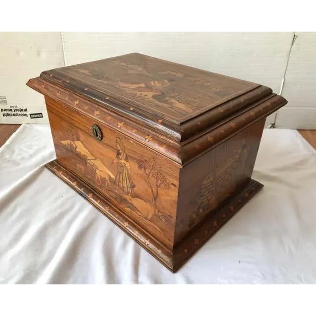 A fine specimen in the provincial fabled Sorrento style with prominent colorful figures. The piece is generously scaled...