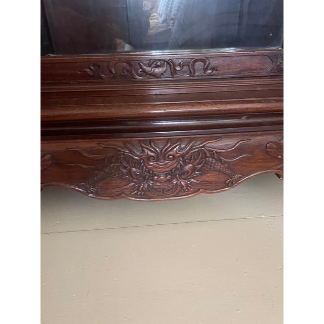 Chinese Early 20th Century Profusely Carved, Rosewood Display Cabinet in the Orientalist Style For Sale - Image 3 of 8