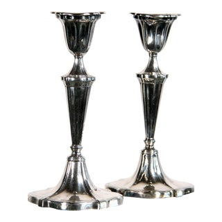 Antique 19th Century French Silver Plated Candlesticks Candle Holders - a Pair For Sale