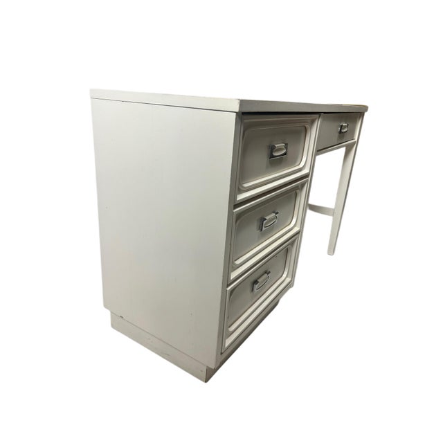 Beautiful Vintage Classic White Wooden Writing Desk with chrome draw handles A prefect addition to any study area with...