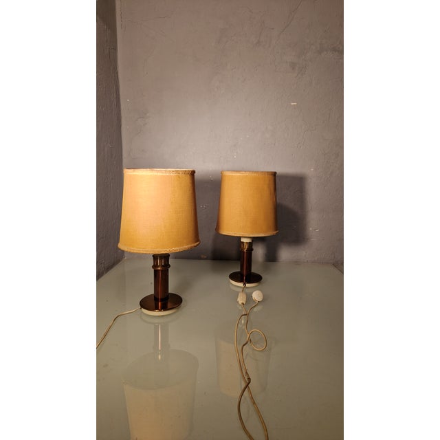 Bedside Lamps in Copper-Plated Brass with Lampshades from Stilnovo, 1960s, Set of 2 For Sale - Image 9 of 18