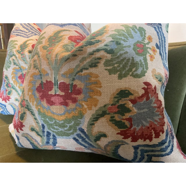 Mid-Century Modern Lee Jofa “New Sevilla” in Multi 22" Down-Filled Pillows - a Pair For Sale - Image 3 of 3