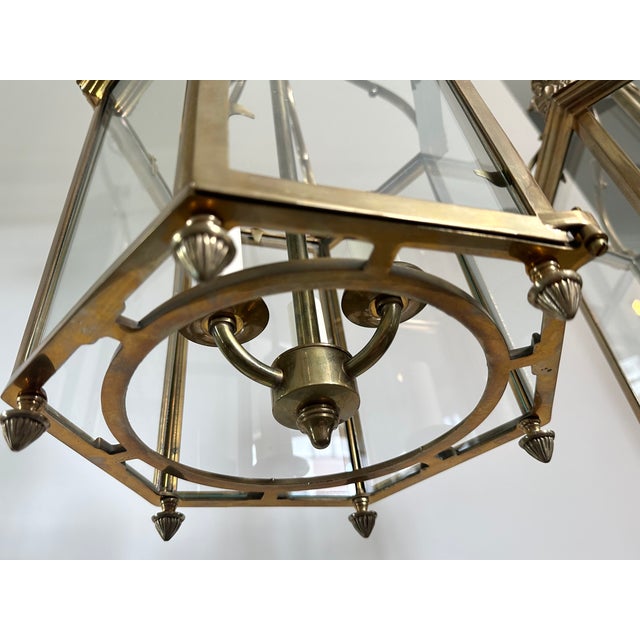 Brass Pair Vaughan Designs English Regency Style Brass Hanging Lanterns For Sale - Image 8 of 15