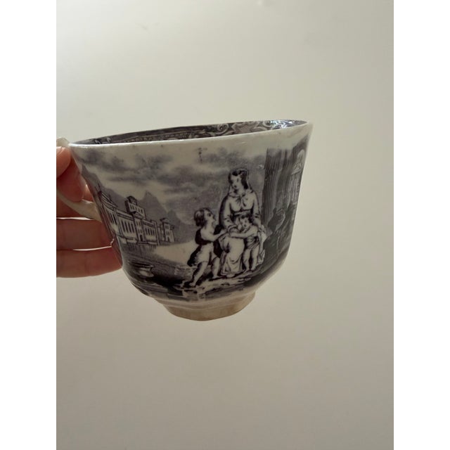 19th Century Antique Black Transferware Porcelain Teacup For Sale - Image 10 of 10