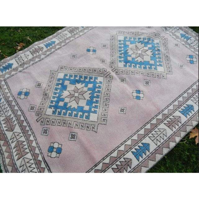 Textile Vintage Turkish Anatolian Kars Oushak Rug 5′1″ × 6′3″ For Sale - Image 7 of 12