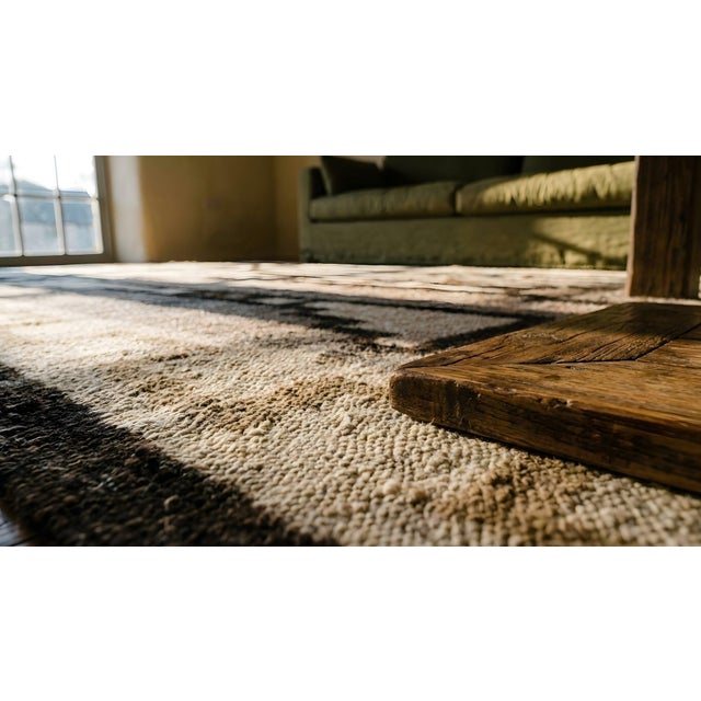 1930s Gray Geometric Kilim Antique American Navajo Carpet 3' 2'' X 3' 6'' Flatweave Wool Rug For Sale - Image 10 of 12
