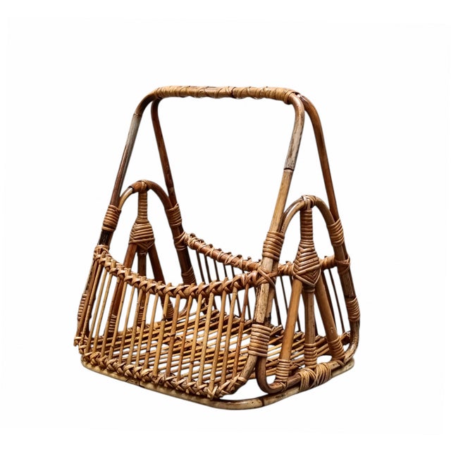 Rattan and Bamboo Magazine Basket by F.lli Castano, Italy, 1960s For Sale - Image 9 of 9