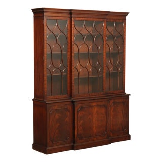 Charak Georgian Style Mahogany Hand Crafted Breakfront For Sale