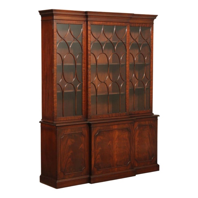 Charak Georgian Style Mahogany Hand Crafted Breakfront For Sale