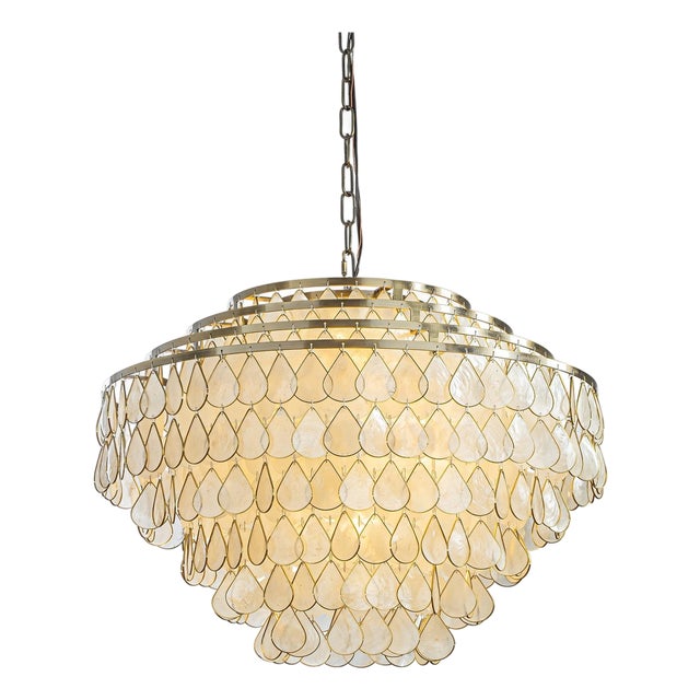 Aloadecor Natural Capiz Shell Four-Tier Chandelier For Sale