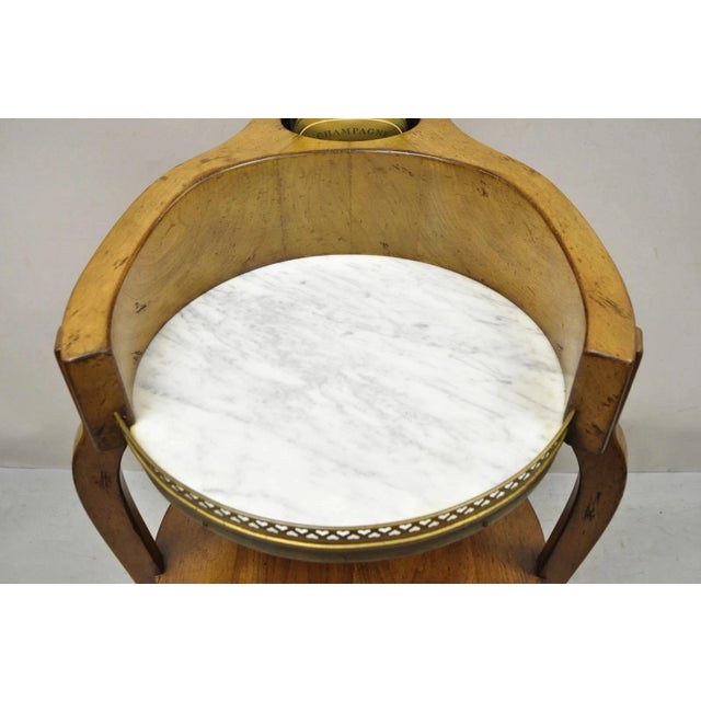 Early 20th Century Early 20th Century French Country Provincial Biedermeier Cherry Marble Side Table Ice Bucket Holder For Sale - Image 5 of 12