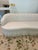 Vintage Curved Skirted Sofa Reupholstered in Ivory Silk Damask For Sale - Image 13 of 13