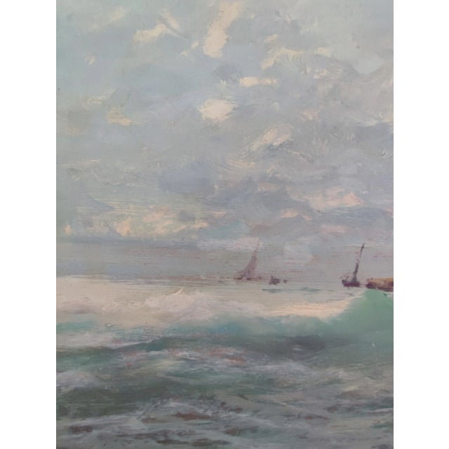 Ezelino Briante, Bateaux en mer, Oil on Wood, Framed For Sale - Image 4 of 11