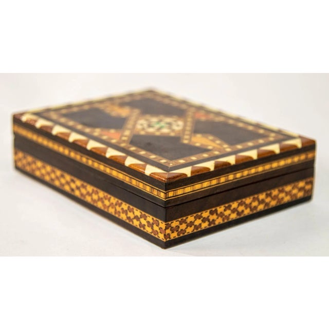 Mid 20th Century Moorish Spain Inlaid Marquetry Mosaic Box 1950's For Sale - Image 5 of 12