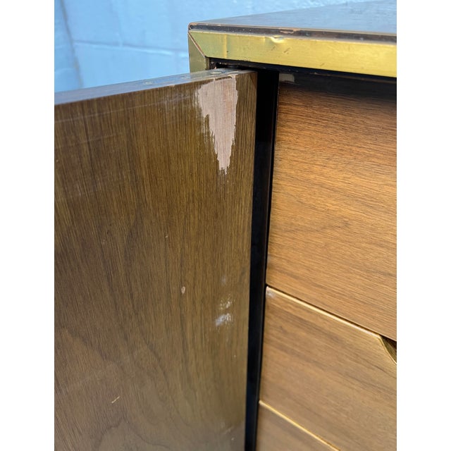 Mid-Century Modern Walnut and Brass Six Drawer Dresser For Sale - Image 14 of 18