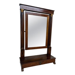Antique 19th Century Empire Mahogany Mirror with Gilt Decoration, 1870 For Sale
