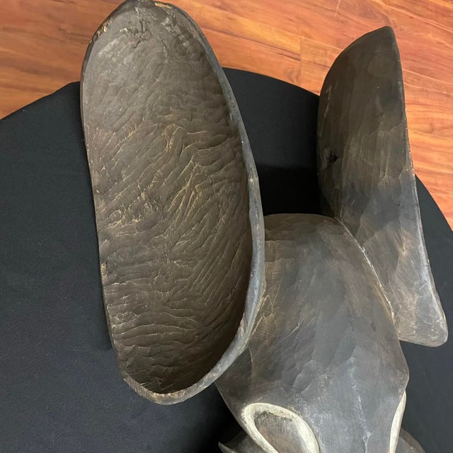 Large Babanki Hand-Carved Wooden Elephant Wall Hanging - Cameroon Grassfields For Sale - Image 12 of 16